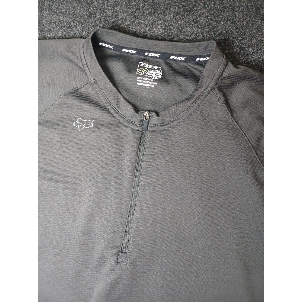 Fox Racing Mens Shirt Black Gray 1/4 Zip Riding Short Sleeve Back Pocket
